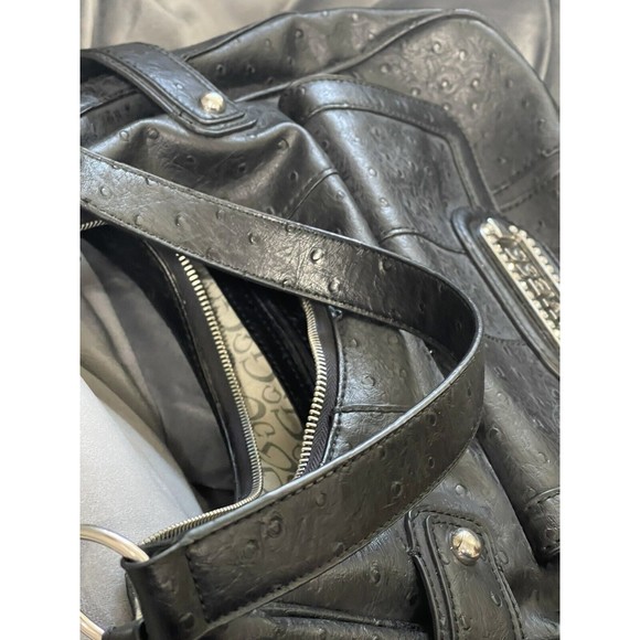 Guess Vintage Hobo Sequin Metal Logo Shoulder Bag Faux  Ostrich Leather  Y2K - Picture 12 of 13